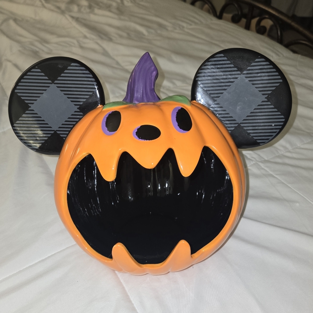 Disney Halloween Mickey Pumpkin - Orange, Black, and Purple Candy Dish